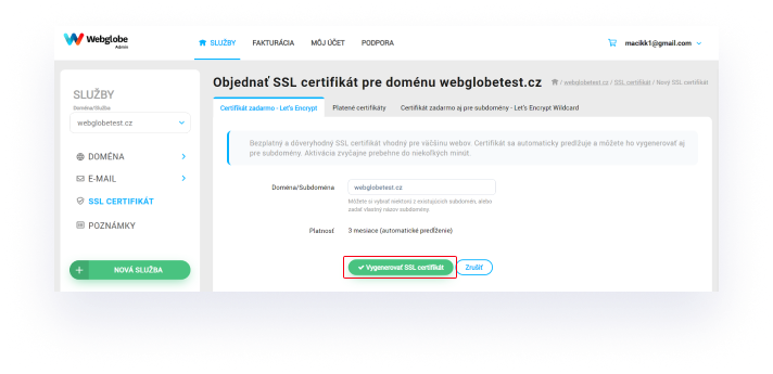 Ako si aktivovať SSL Let’s Encrypt pre doménu
