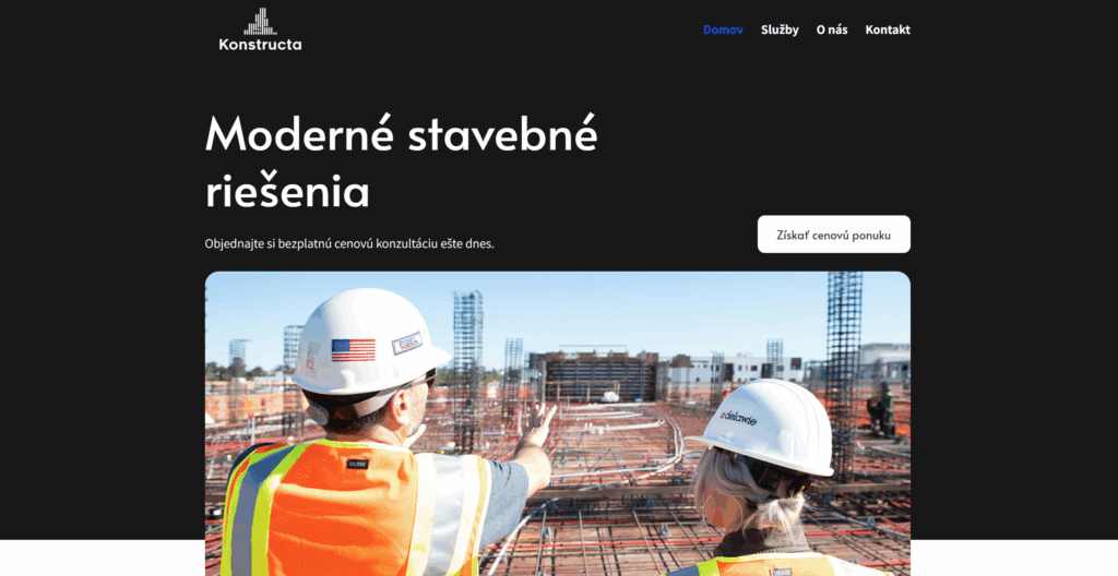 Ukážkový web stavebnej firmy